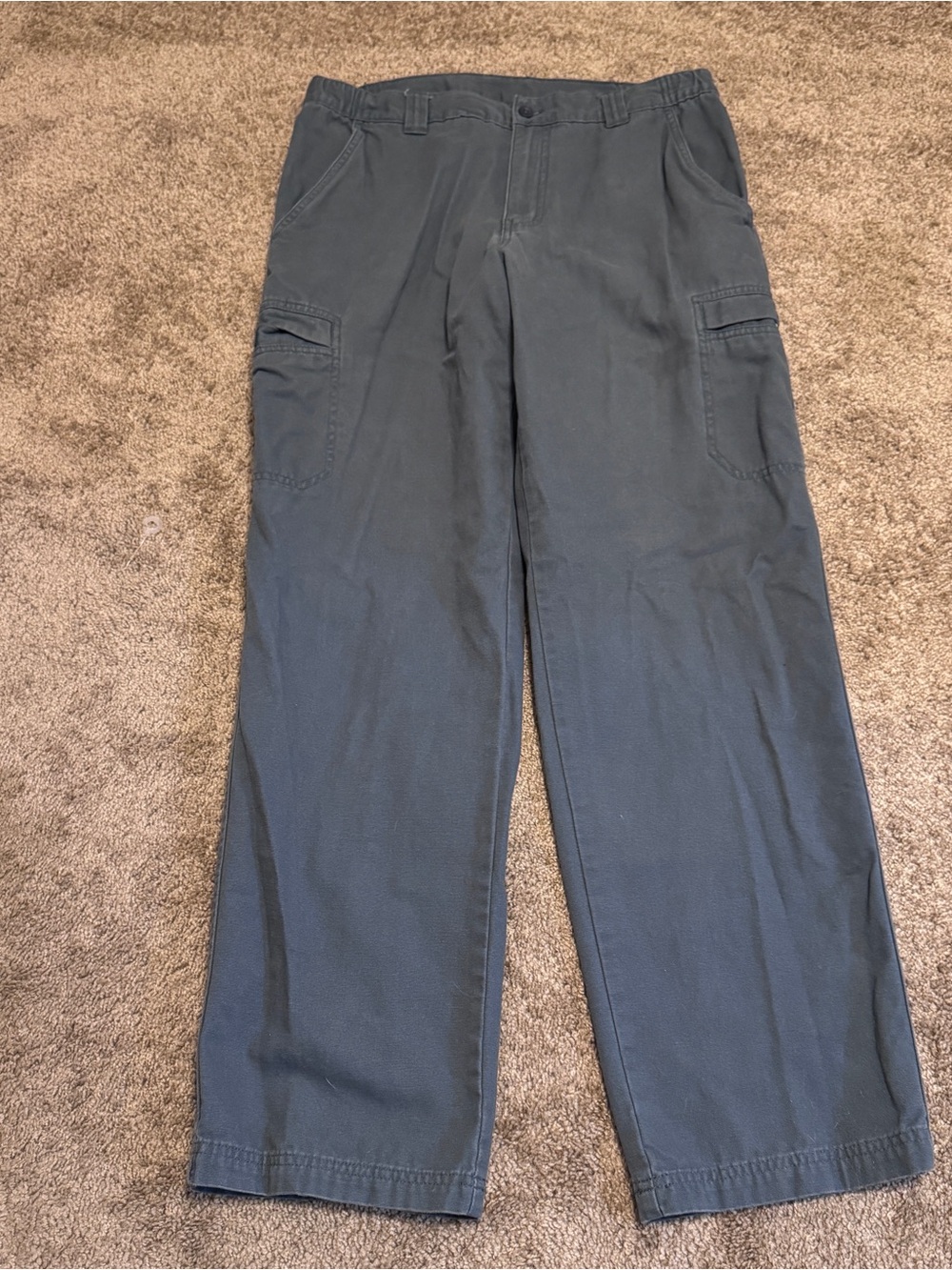 LL Bean Cargo Pants Mens 34x32 Blue Straight Leg Comfort Waist Pockets